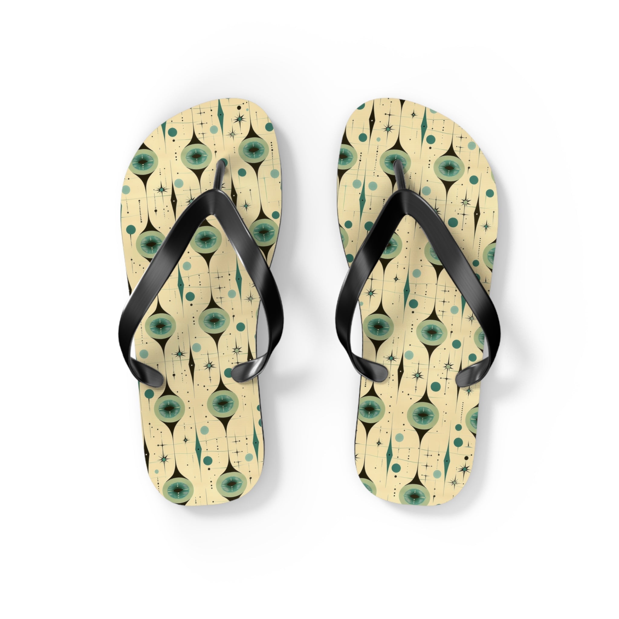 Mid - Century Retro Eyeballs Geometric Flip - Flops - POPvault