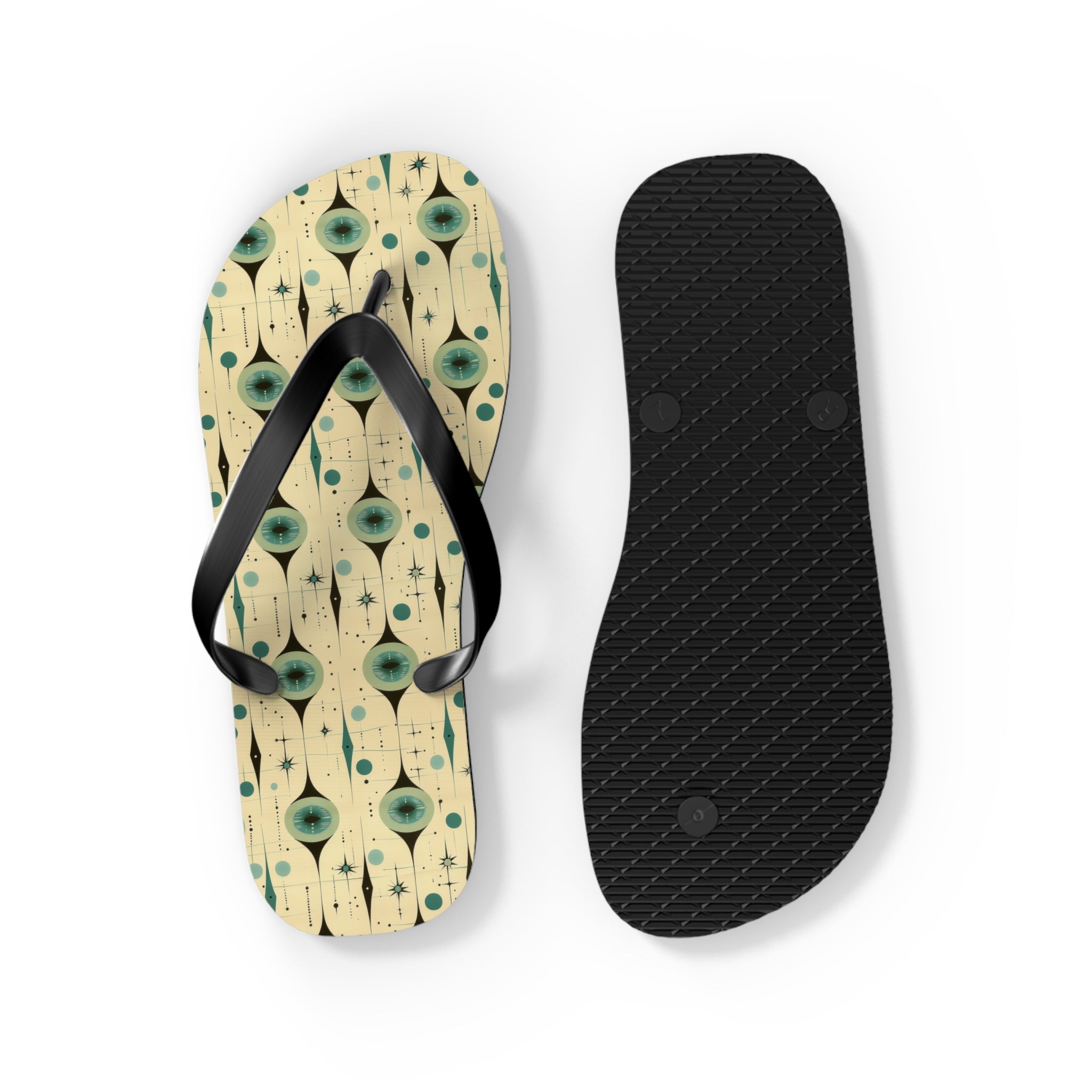 Mid - Century Retro Eyeballs Geometric Flip - Flops - POPvault