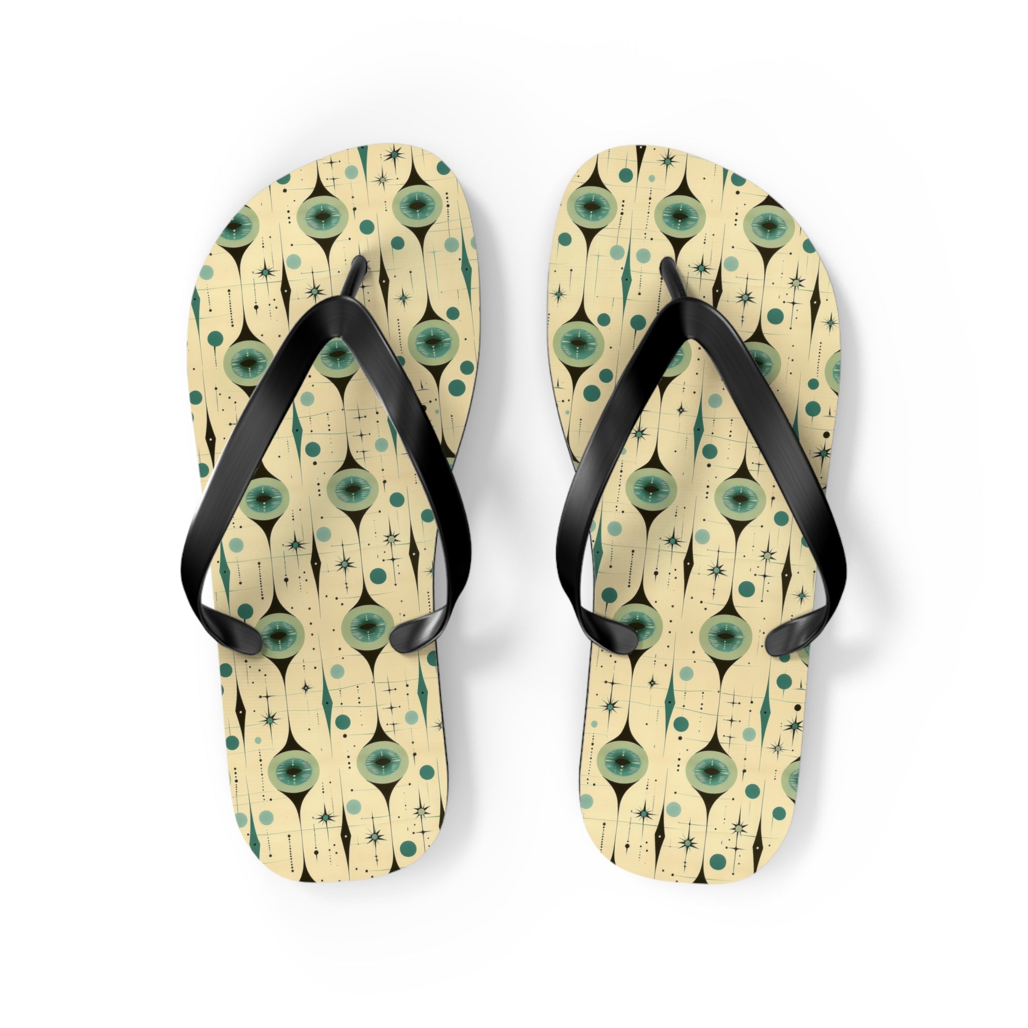 Mid - Century Retro Eyeballs Geometric Flip - Flops - POPvault