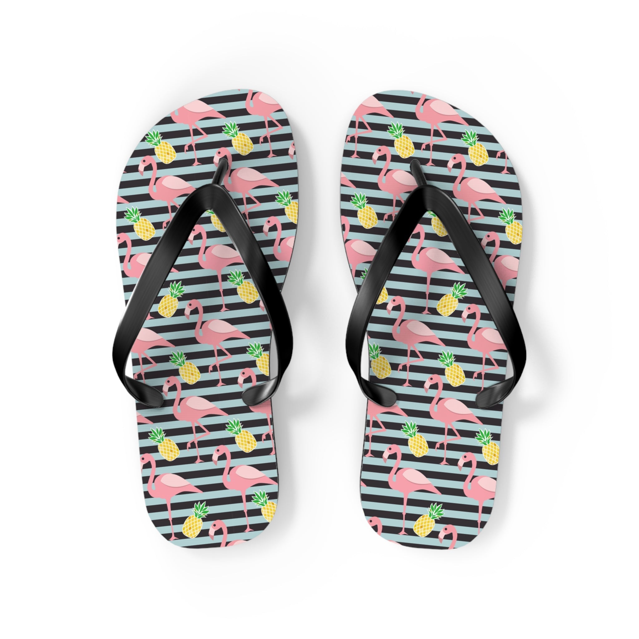 Mid - Century Retro Flamingos And Pineapples Flip - Flops - POPvault