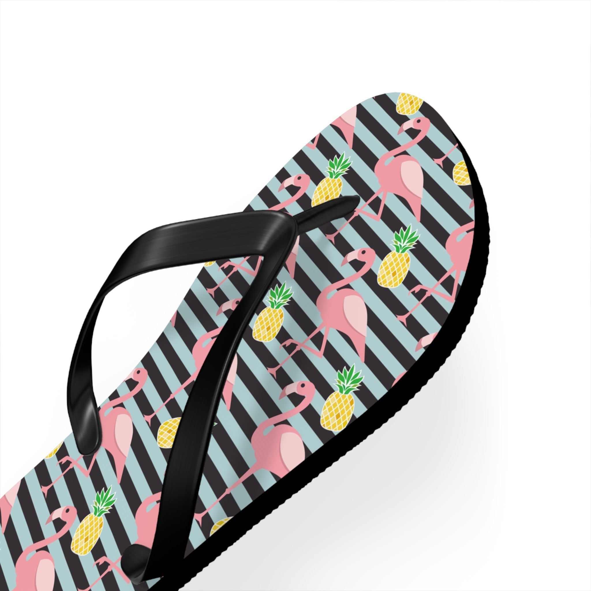 Mid - Century Retro Flamingos And Pineapples Flip - Flops - POPvault