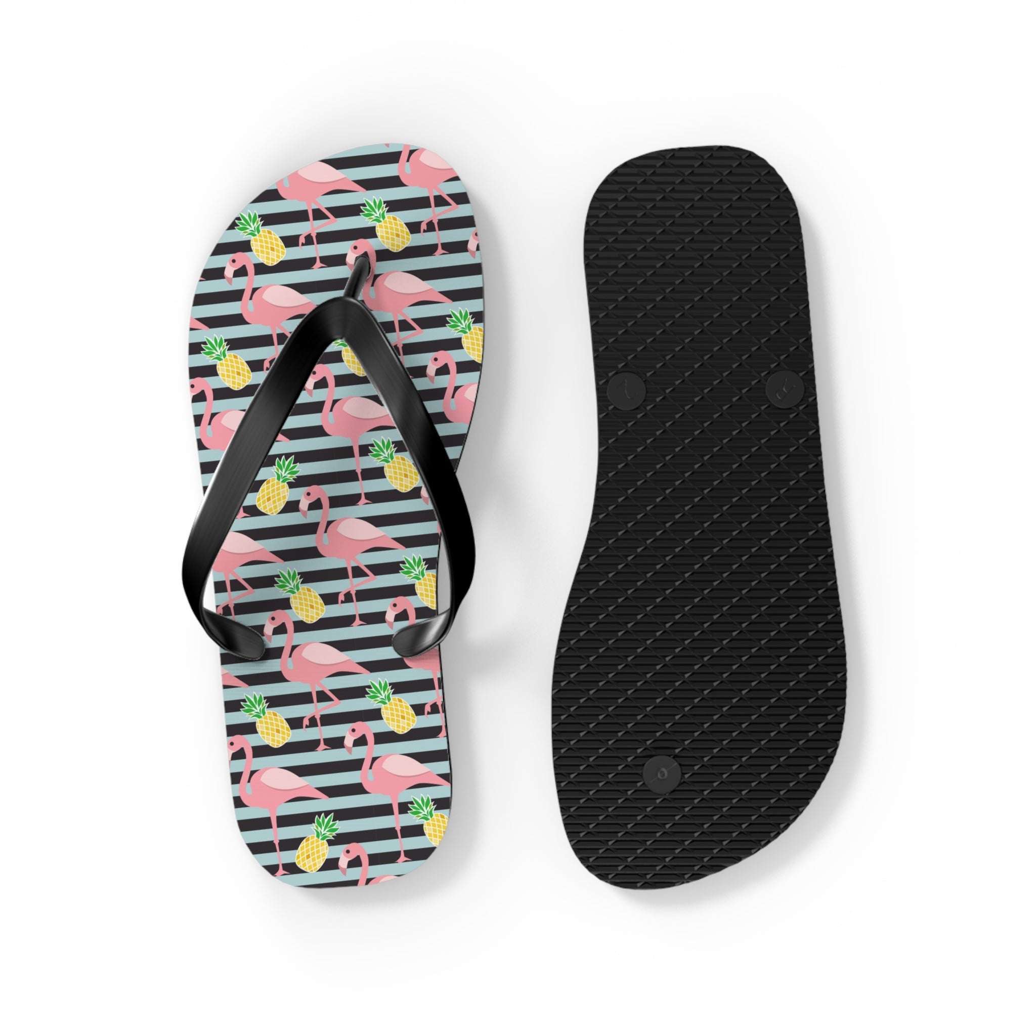 Mid - Century Retro Flamingos And Pineapples Flip - Flops - POPvault