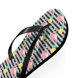 Mid - Century Retro Flamingos And Pineapples Flip - Flops - POPvault