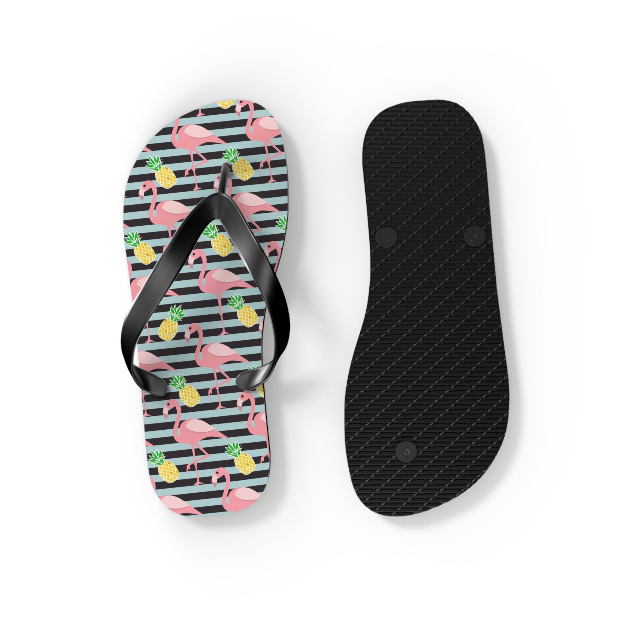 Mid - Century Retro Flamingos And Pineapples Flip - Flops - POPvault