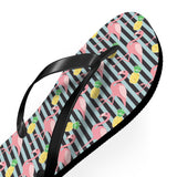 Mid - Century Retro Flamingos And Pineapples Flip - Flops - POPvault