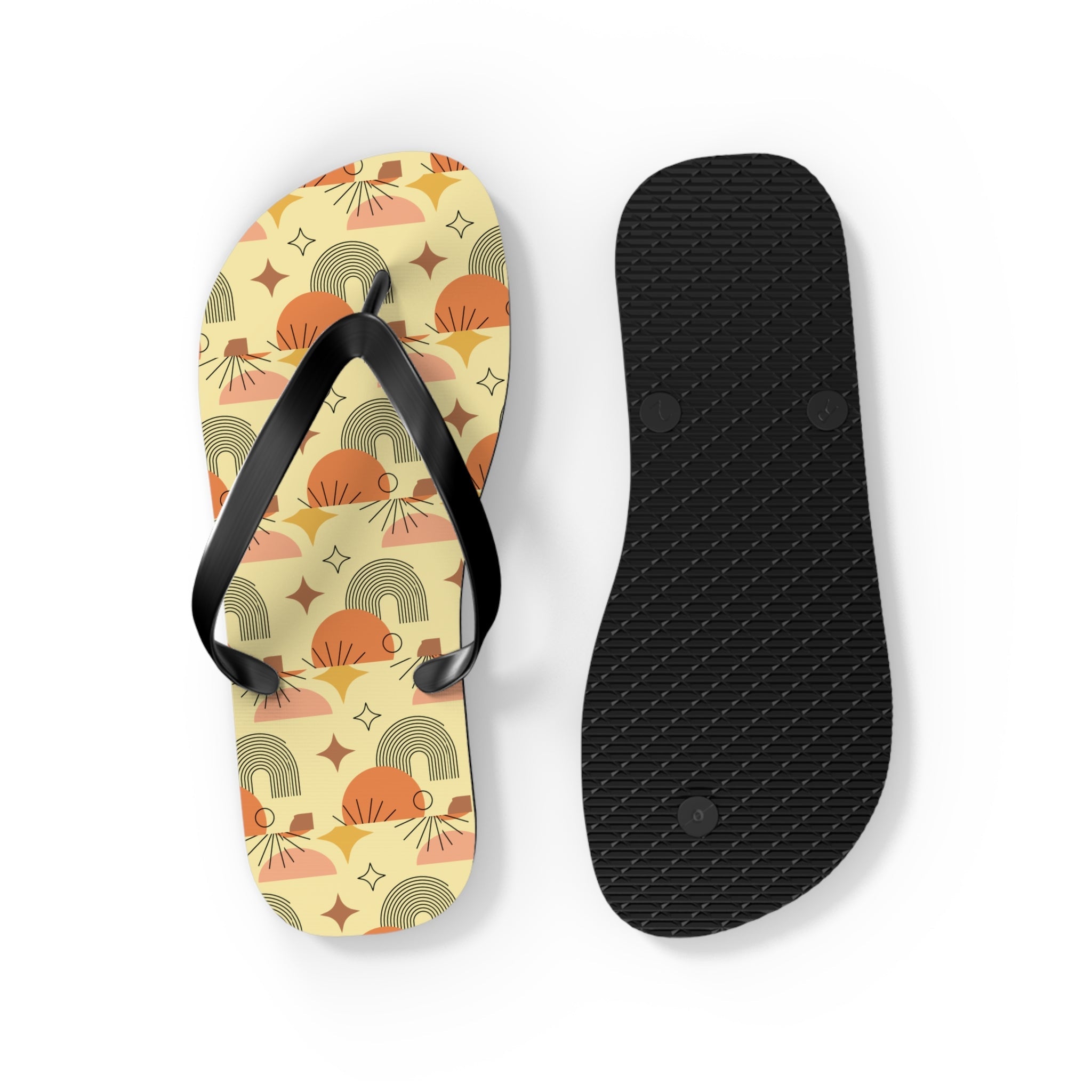 Mid - Century Retro Gold Geometric Flip - Flops - POPvault