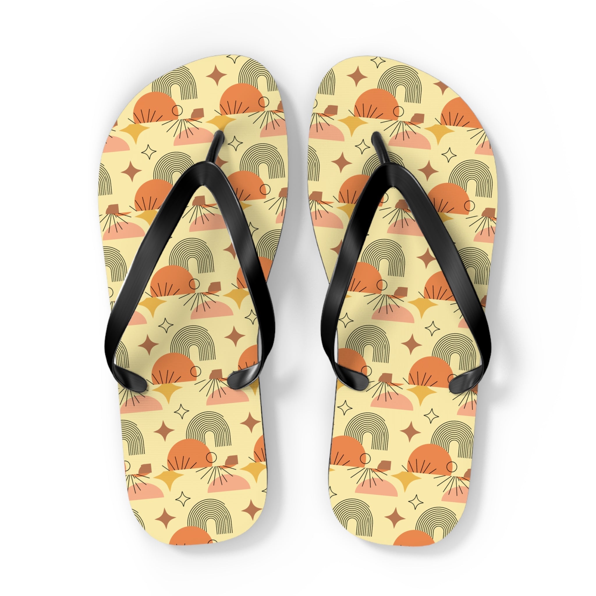 Mid - Century Retro Gold Geometric Flip - Flops - POPvault