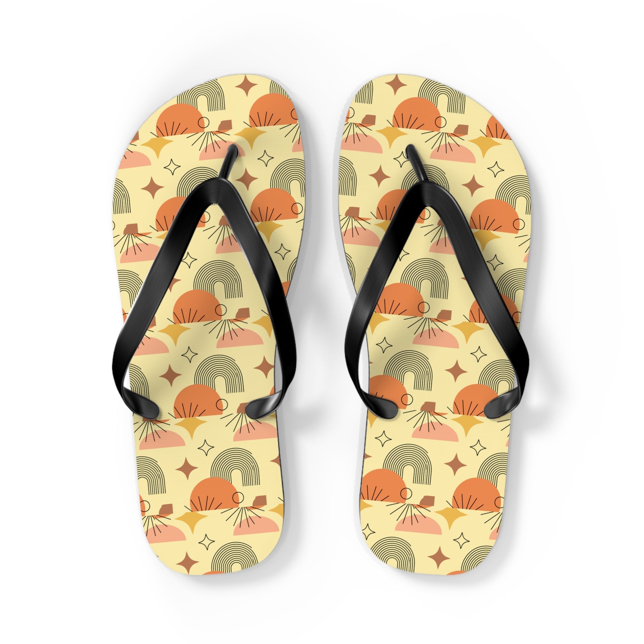Mid - Century Retro Gold Geometric Flip - Flops - POPvault