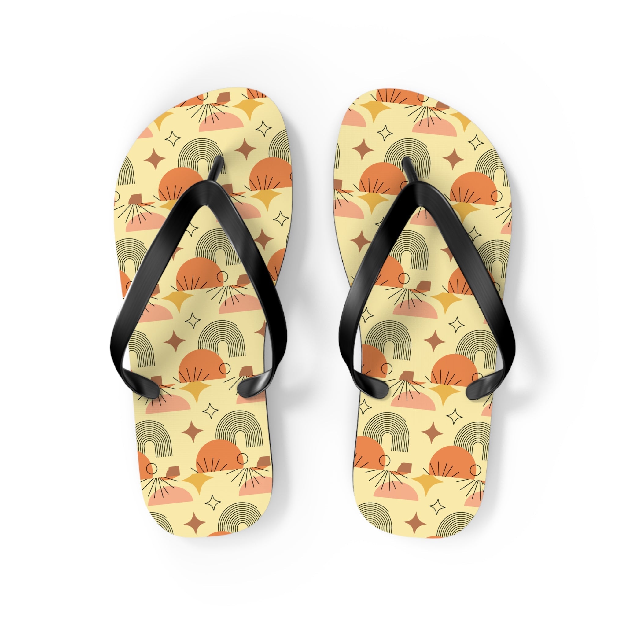 Mid - Century Retro Gold Geometric Flip - Flops - POPvault