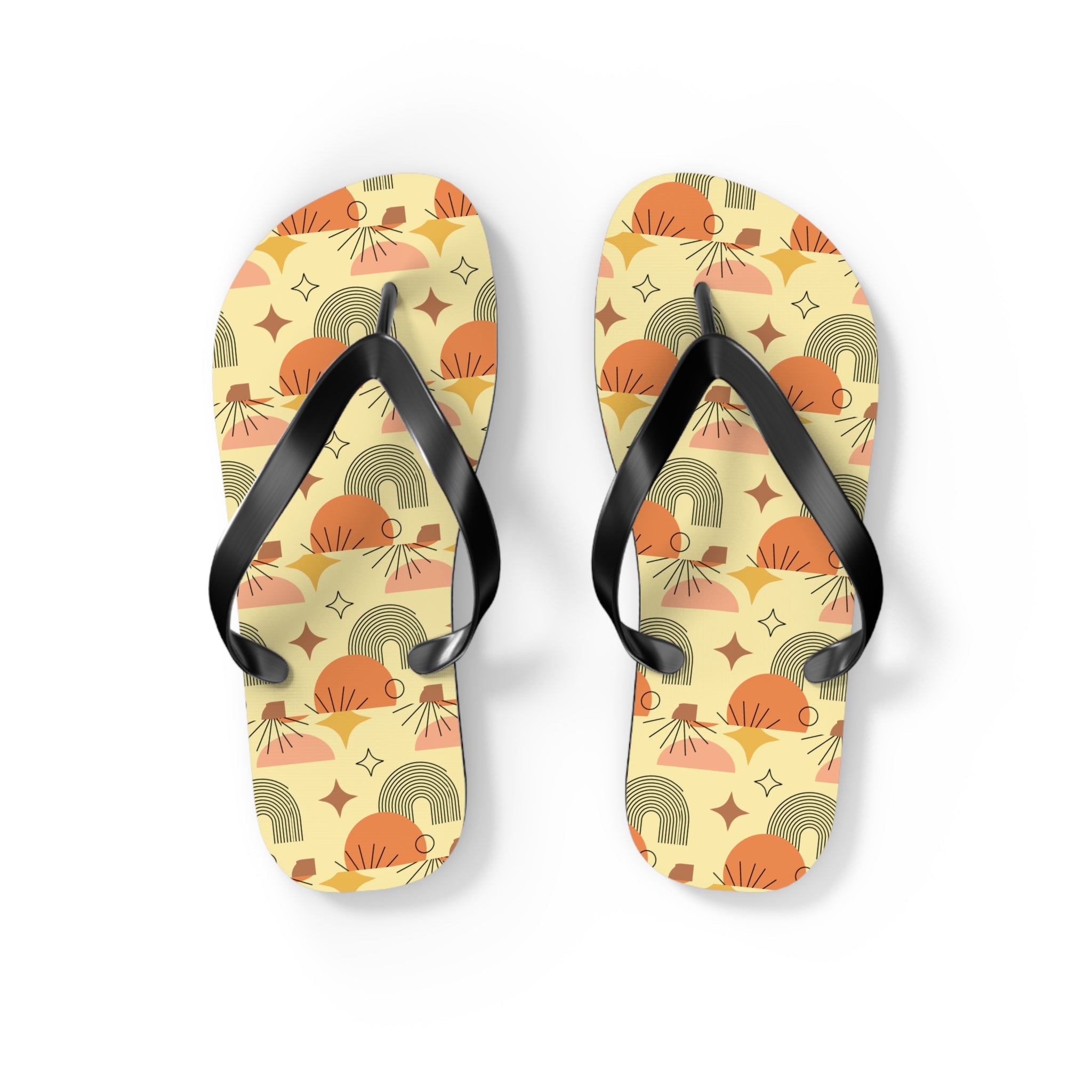 Mid - Century Retro Gold Geometric Flip - Flops - POPvault