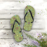 Mid - Century Retro Green Geometrics Flip - Flops - POPvault