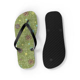 Mid - Century Retro Green Geometrics Flip - Flops - POPvault