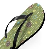 Mid - Century Retro Green Geometrics Flip - Flops - POPvault