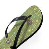 Mid - Century Retro Green Geometrics Flip - Flops - POPvault