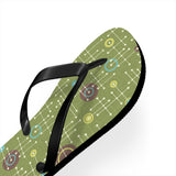 Mid - Century Retro Green Geometrics Flip - Flops - POPvault