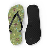 Mid - Century Retro Green Geometrics Flip - Flops - POPvault