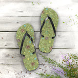 Mid - Century Retro Green Geometrics Flip - Flops - POPvault
