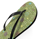 Mid - Century Retro Green Geometrics Flip - Flops - POPvault