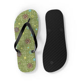 Mid - Century Retro Green Geometrics Flip - Flops - POPvault