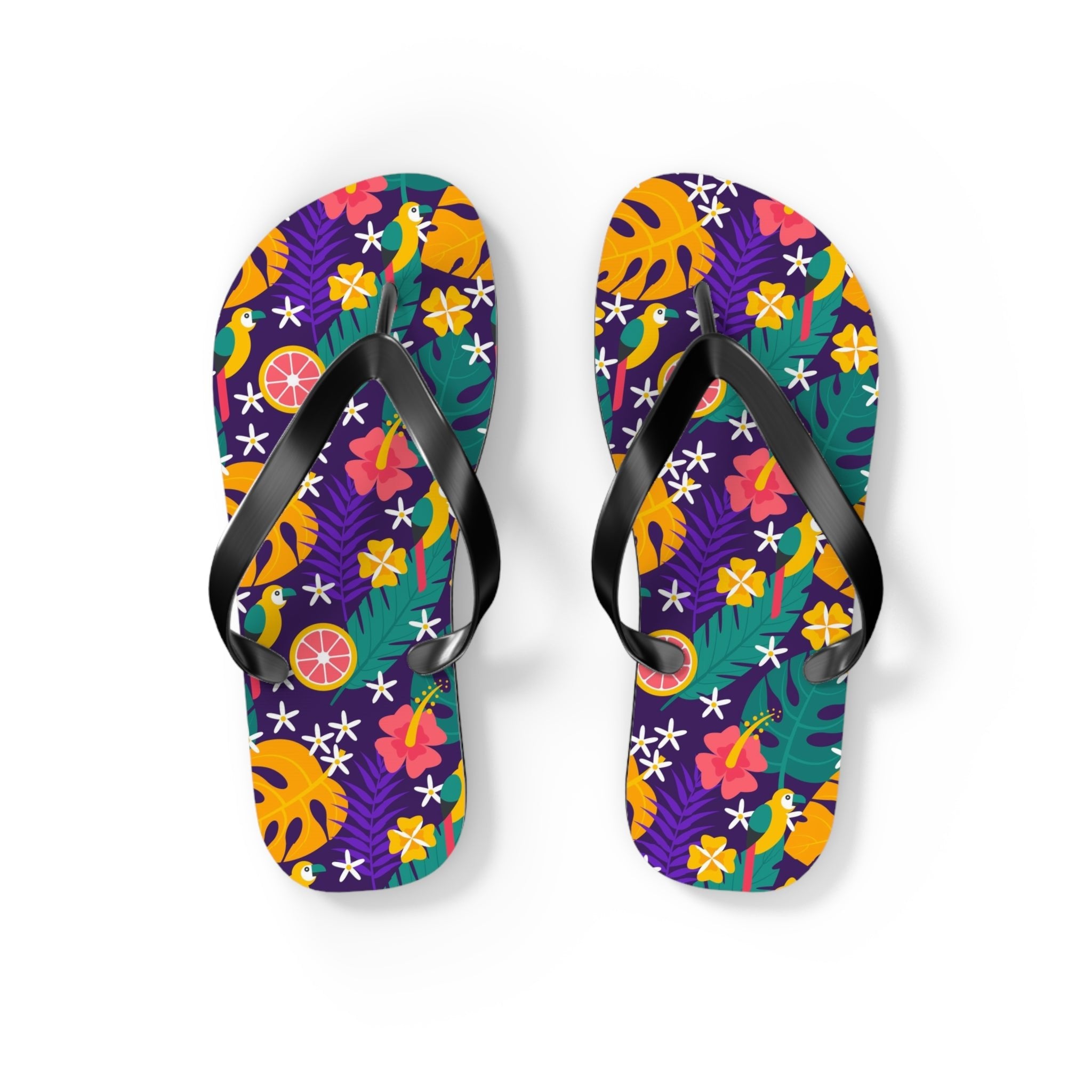 Mid - Century Retro Jungle Parrot Flip - Flops - POPvault