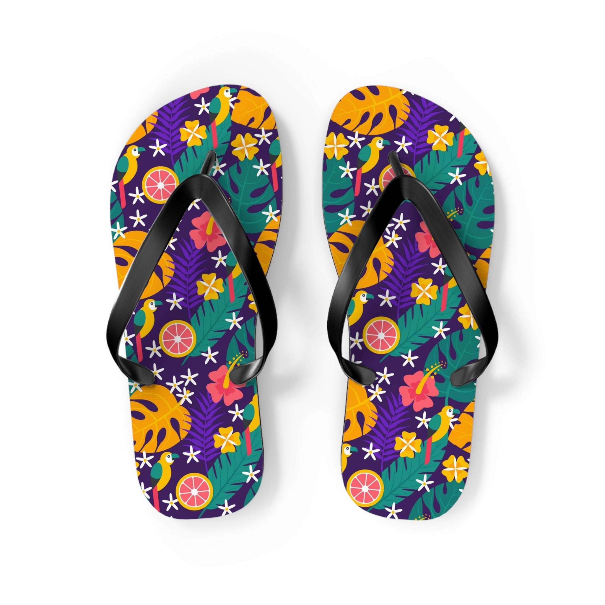 Mid - Century Retro Jungle Parrot Flip - Flops - POPvault