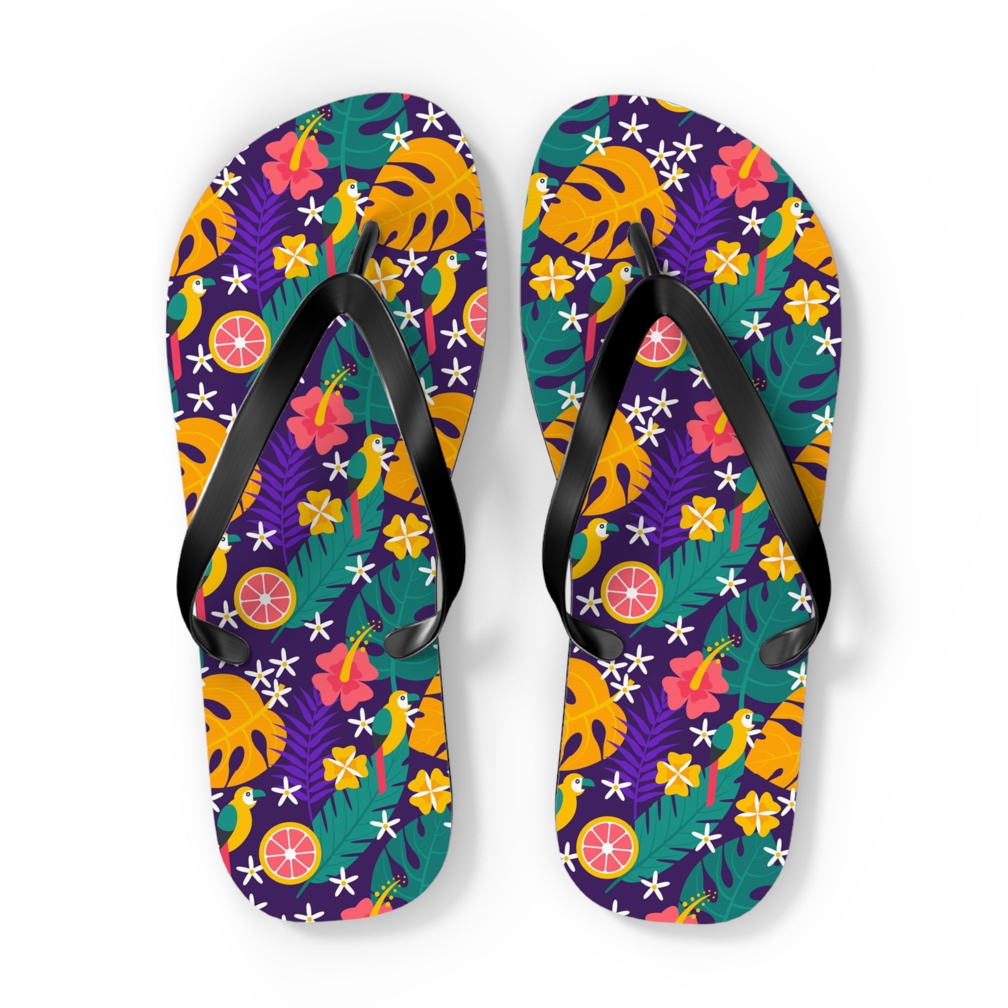 Mid - Century Retro Jungle Parrot Flip - Flops - POPvault