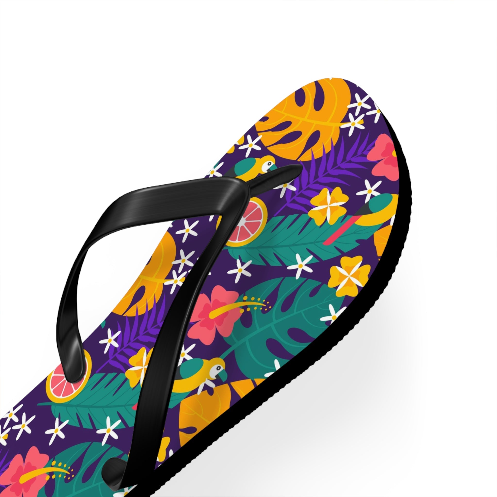 Mid - Century Retro Jungle Parrot Flip - Flops - POPvault