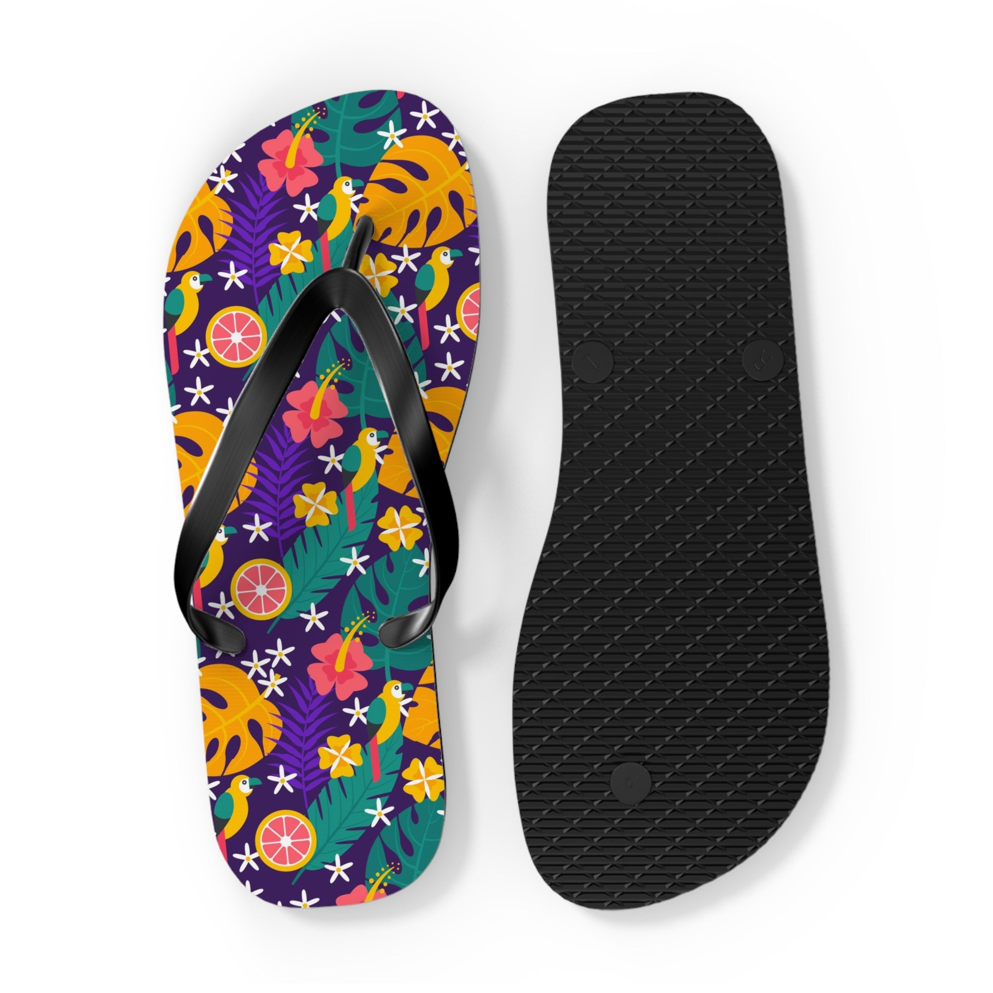 Mid - Century Retro Jungle Parrot Flip - Flops - POPvault
