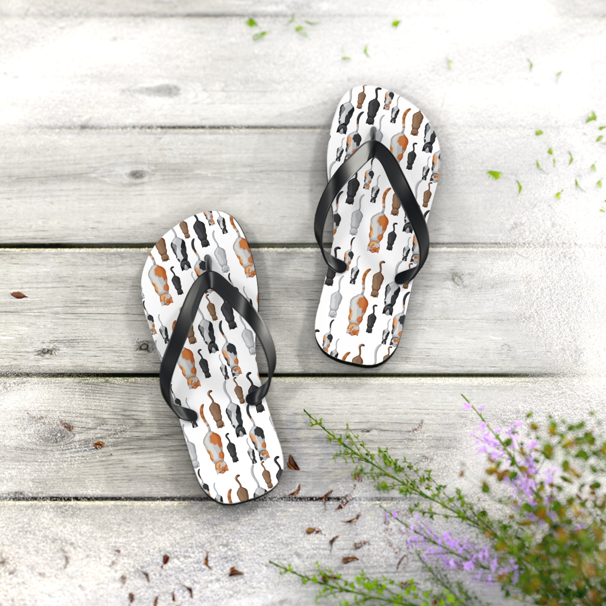 Mid - Century Retro Kitties On Parade Flip - Flops - POPvault
