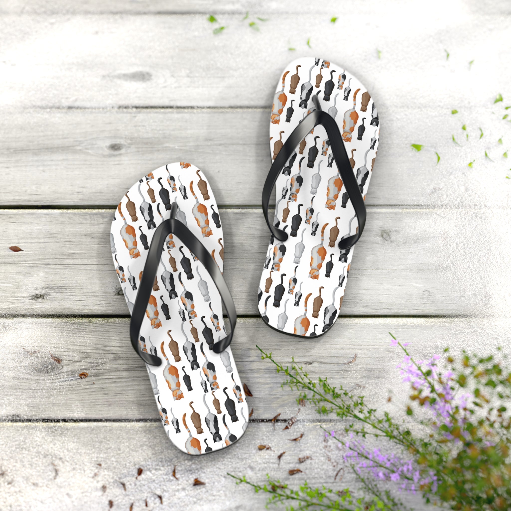 Mid - Century Retro Kitties On Parade Flip - Flops - POPvault