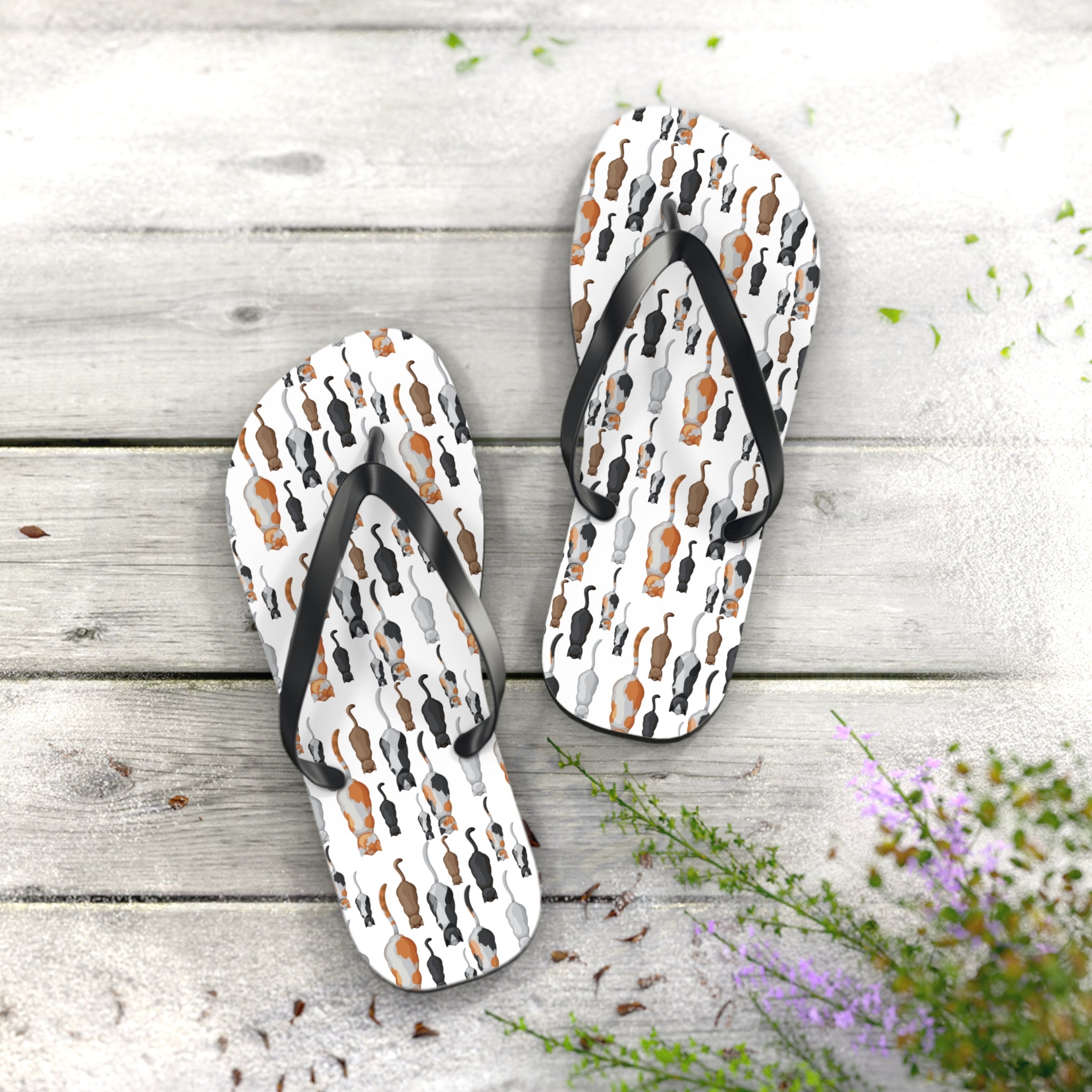 Mid - Century Retro Kitties On Parade Flip - Flops - POPvault