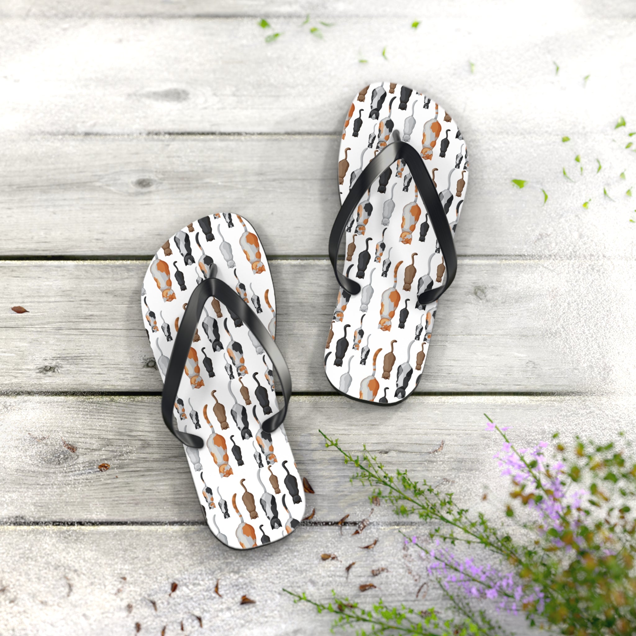 Mid - Century Retro Kitties On Parade Flip - Flops - POPvault