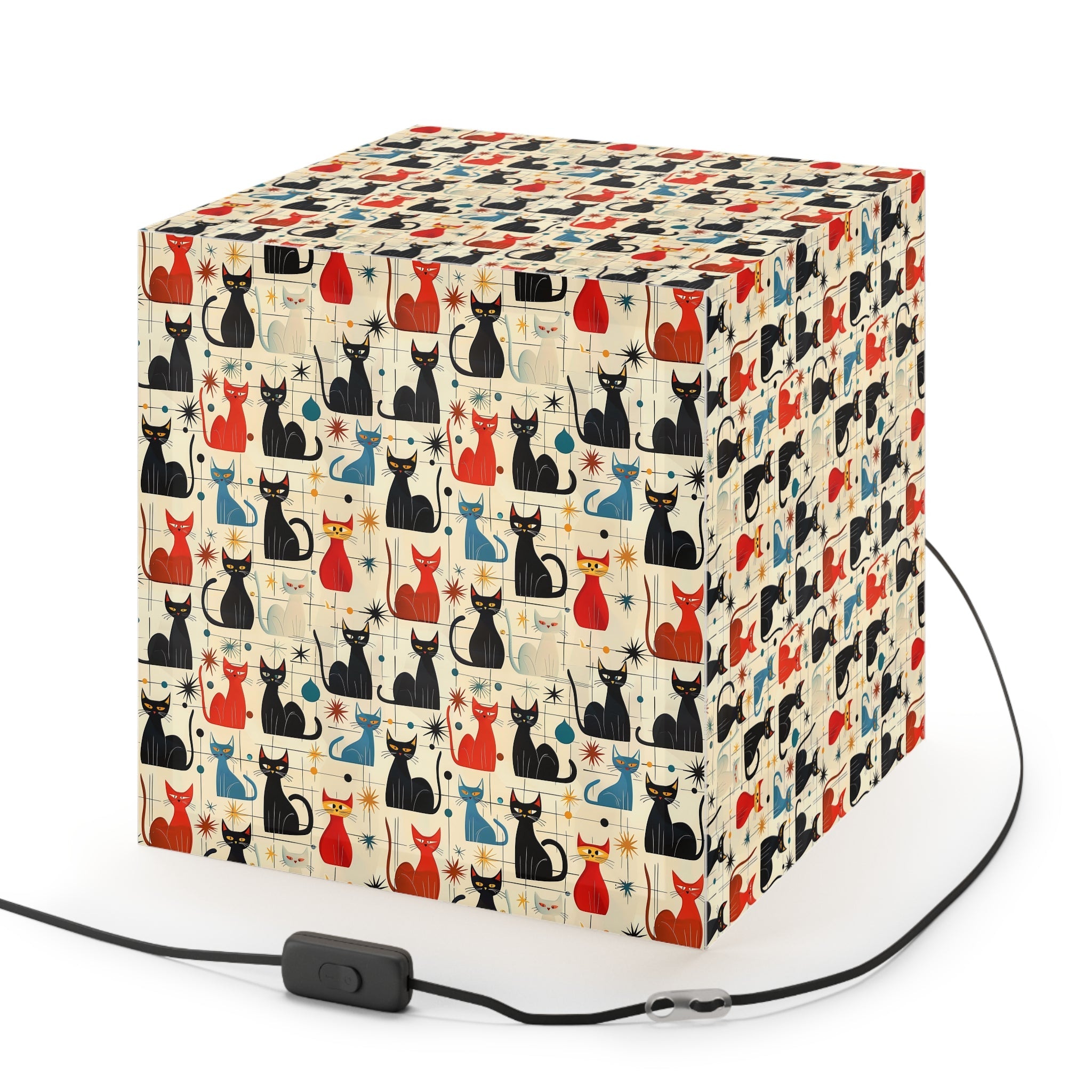 Mid - Century Retro Light Cube Lamp — Ultra - Cool Kitties - POPvault