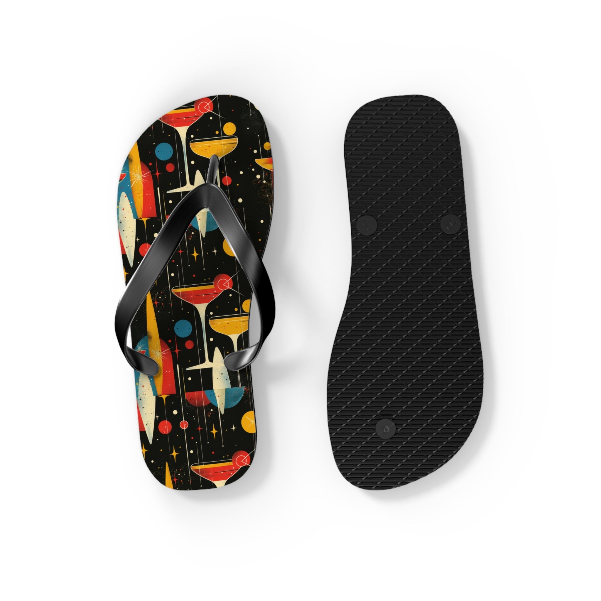 Mid - Century Retro Martinis In Space Flip - Flops - POPvault