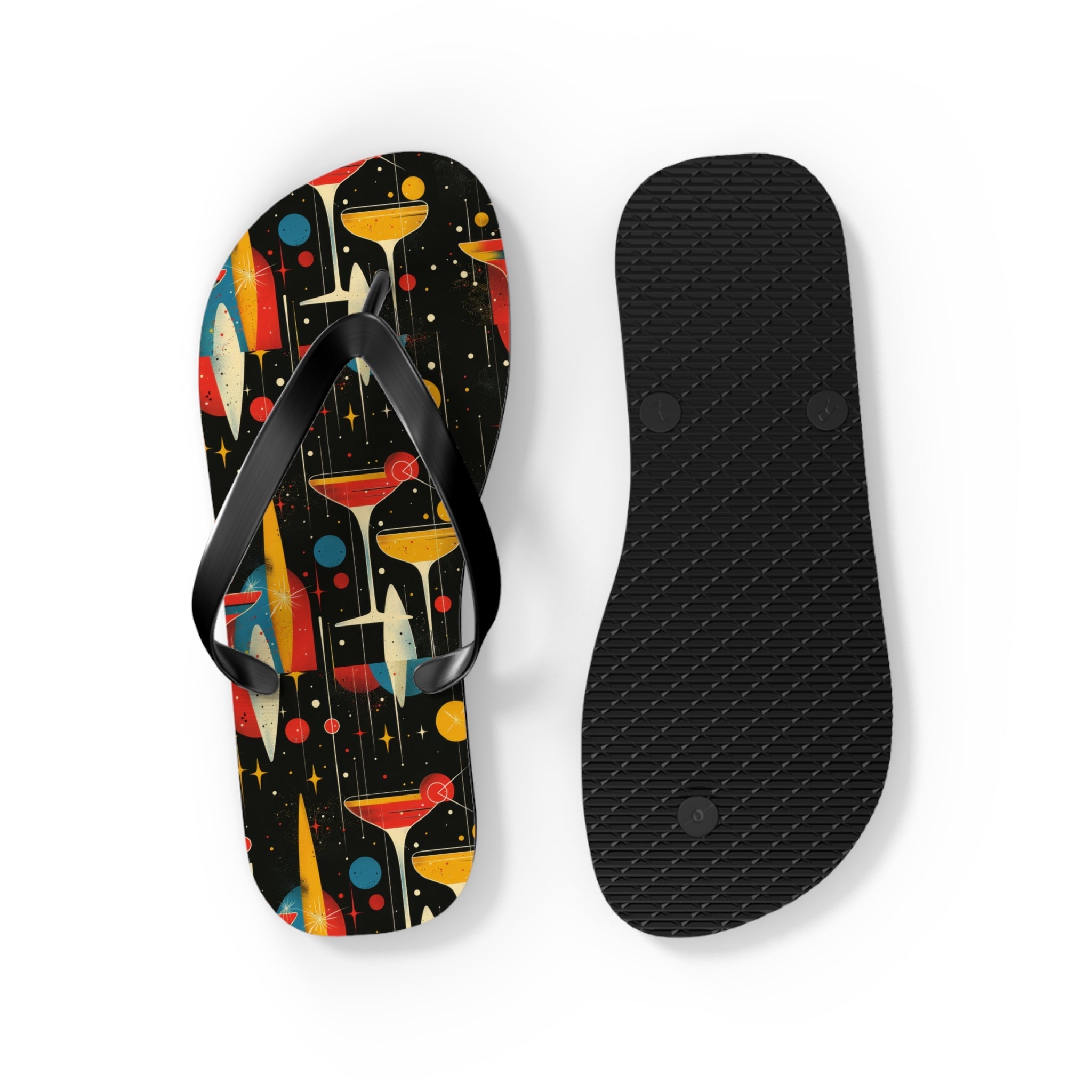 Mid - Century Retro Martinis In Space Flip - Flops - POPvault