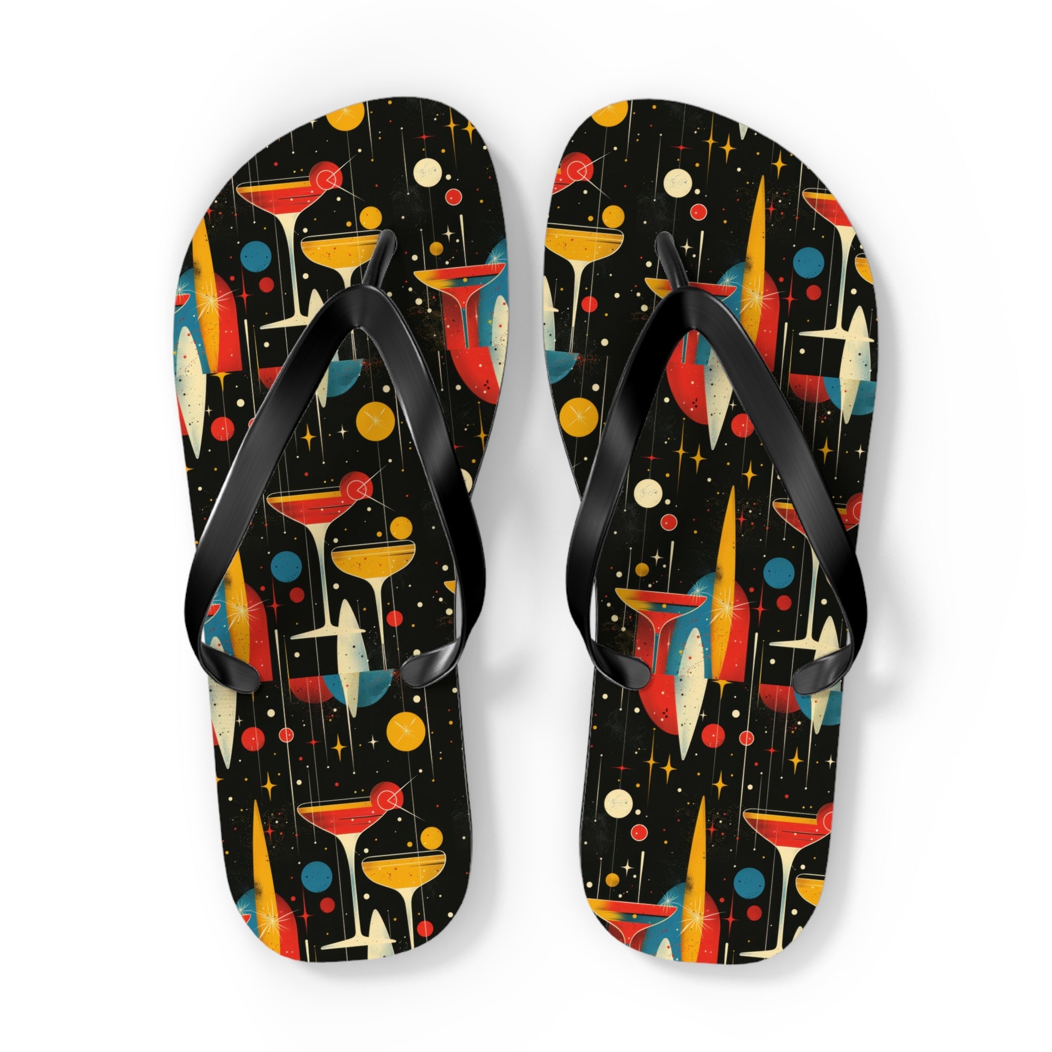 Mid - Century Retro Martinis In Space Flip - Flops - POPvault