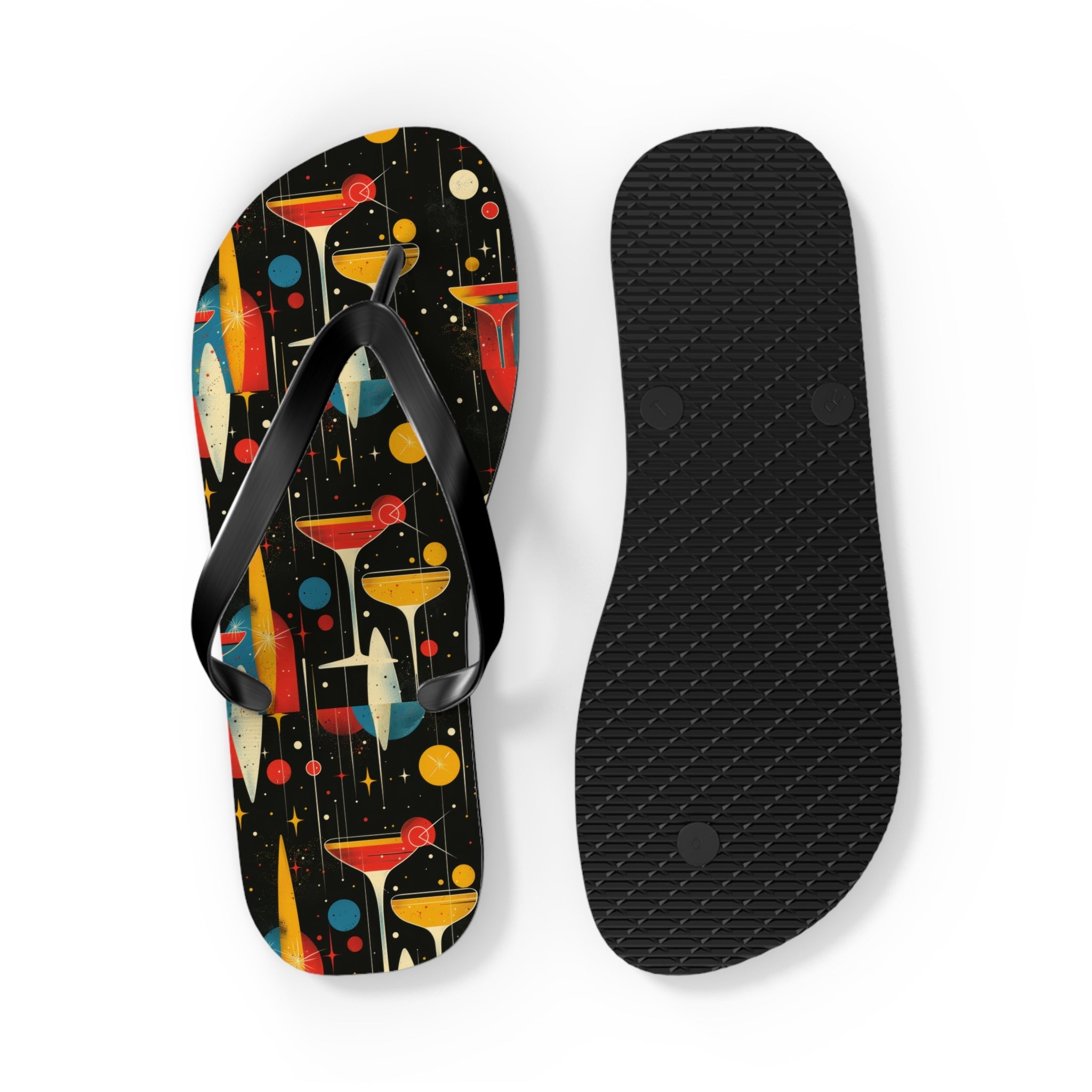 Mid - Century Retro Martinis In Space Flip - Flops - POPvault