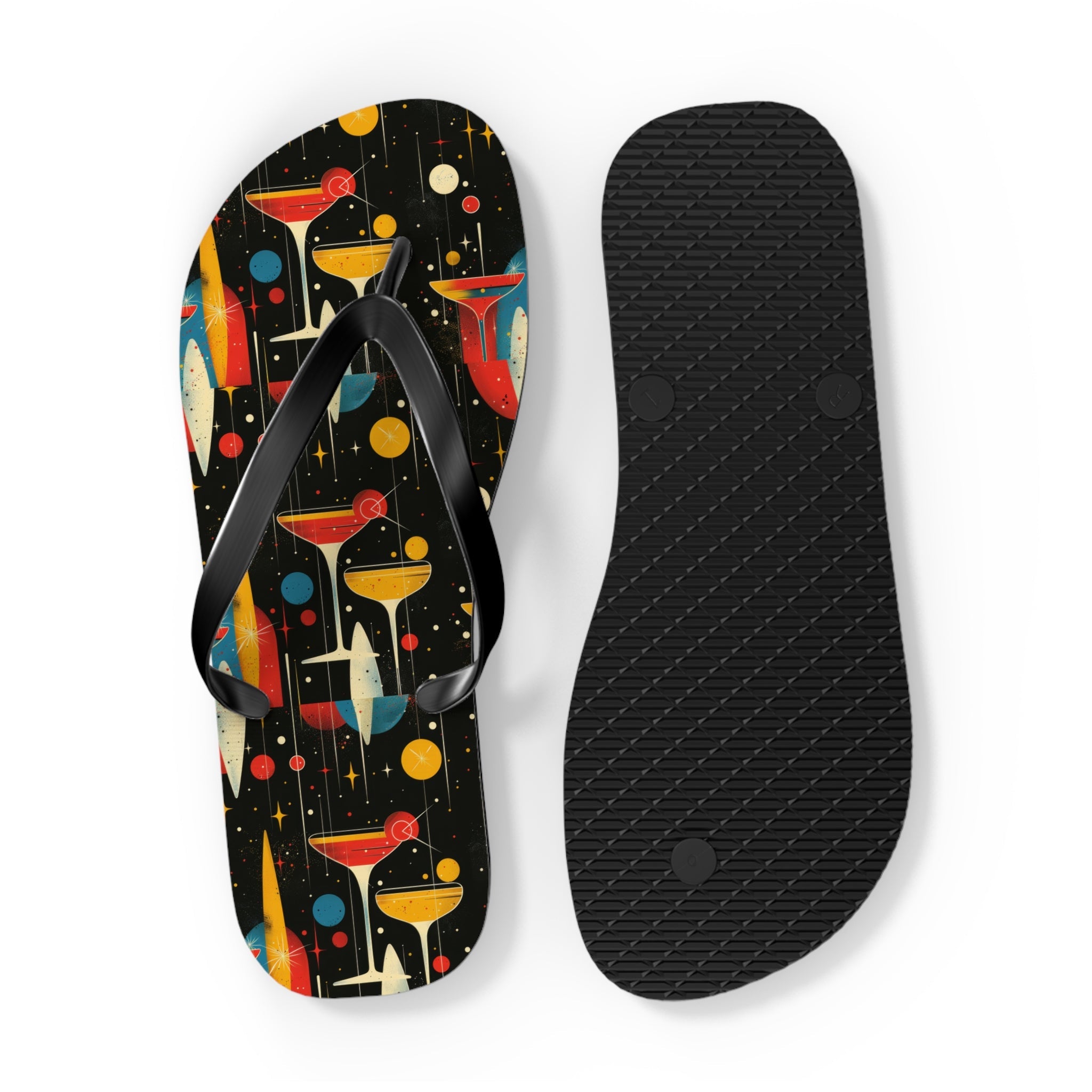 Mid - Century Retro Martinis In Space Flip - Flops - POPvault