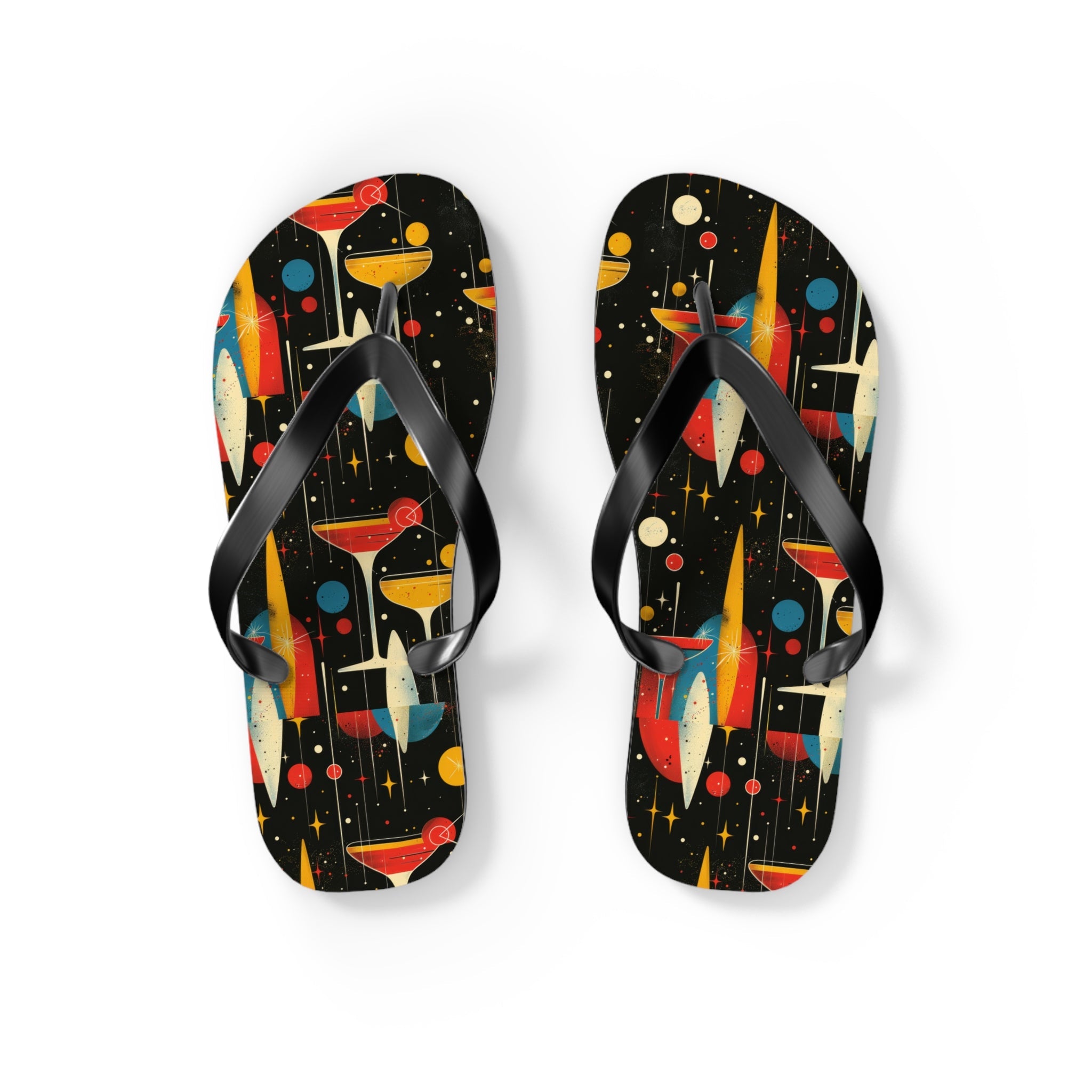 Mid - Century Retro Martinis In Space Flip - Flops - POPvault