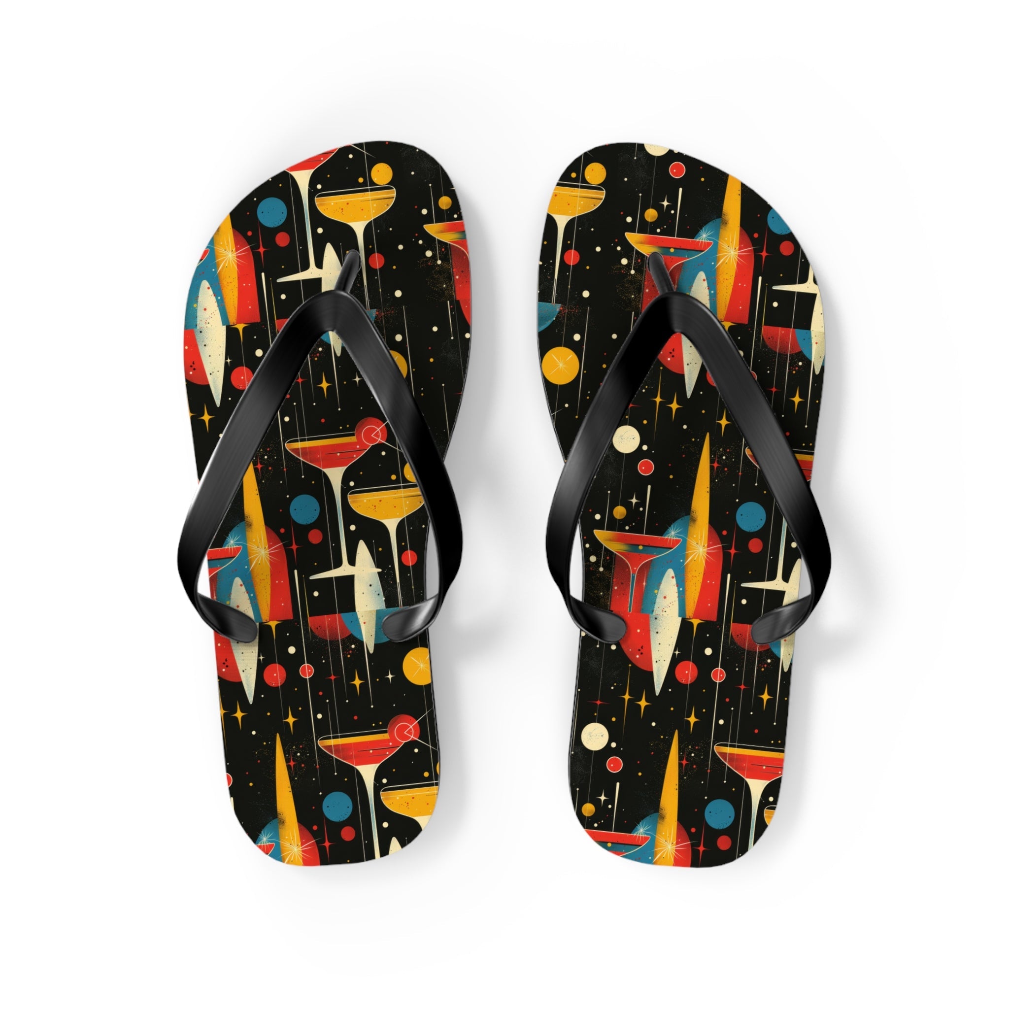 Mid - Century Retro Martinis In Space Flip - Flops - POPvault