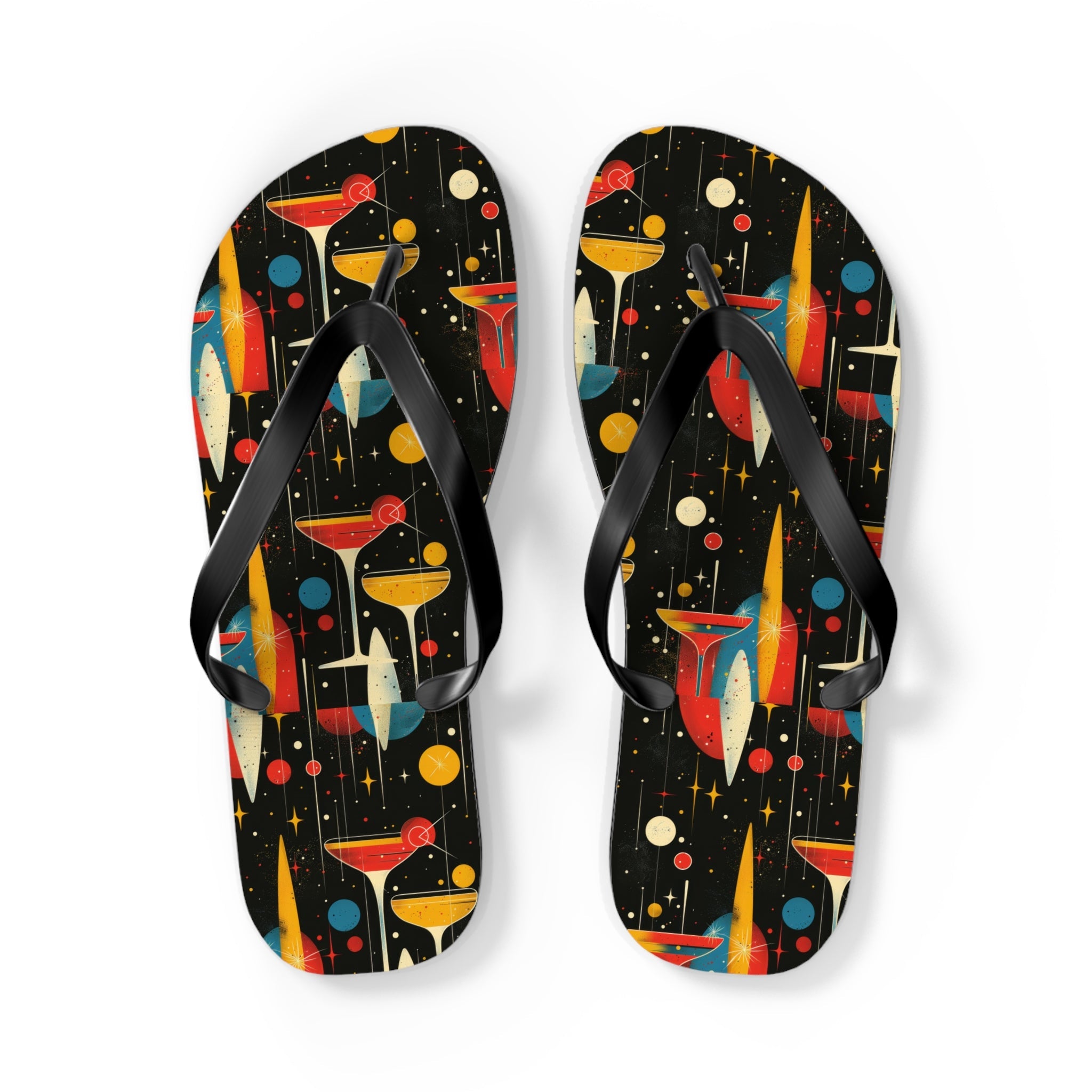 Mid - Century Retro Martinis In Space Flip - Flops - POPvault