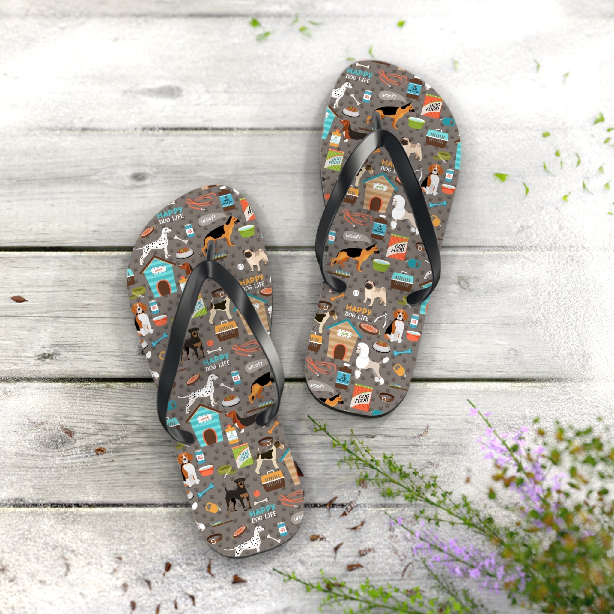 Mid - Century Retro Me And My Dog Life Flip - Flops - POPvault