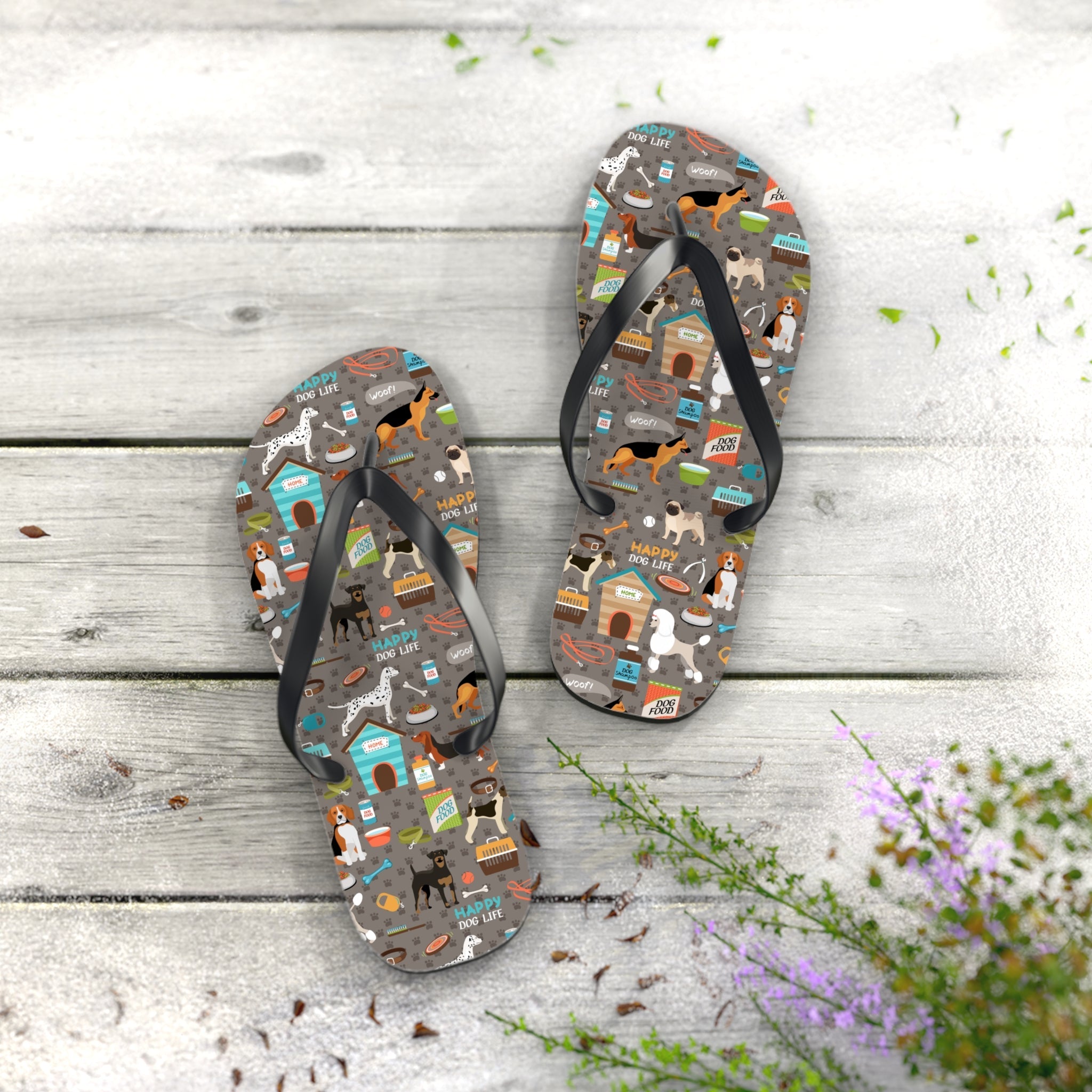 Mid - Century Retro Me And My Dog Life Flip - Flops - POPvault