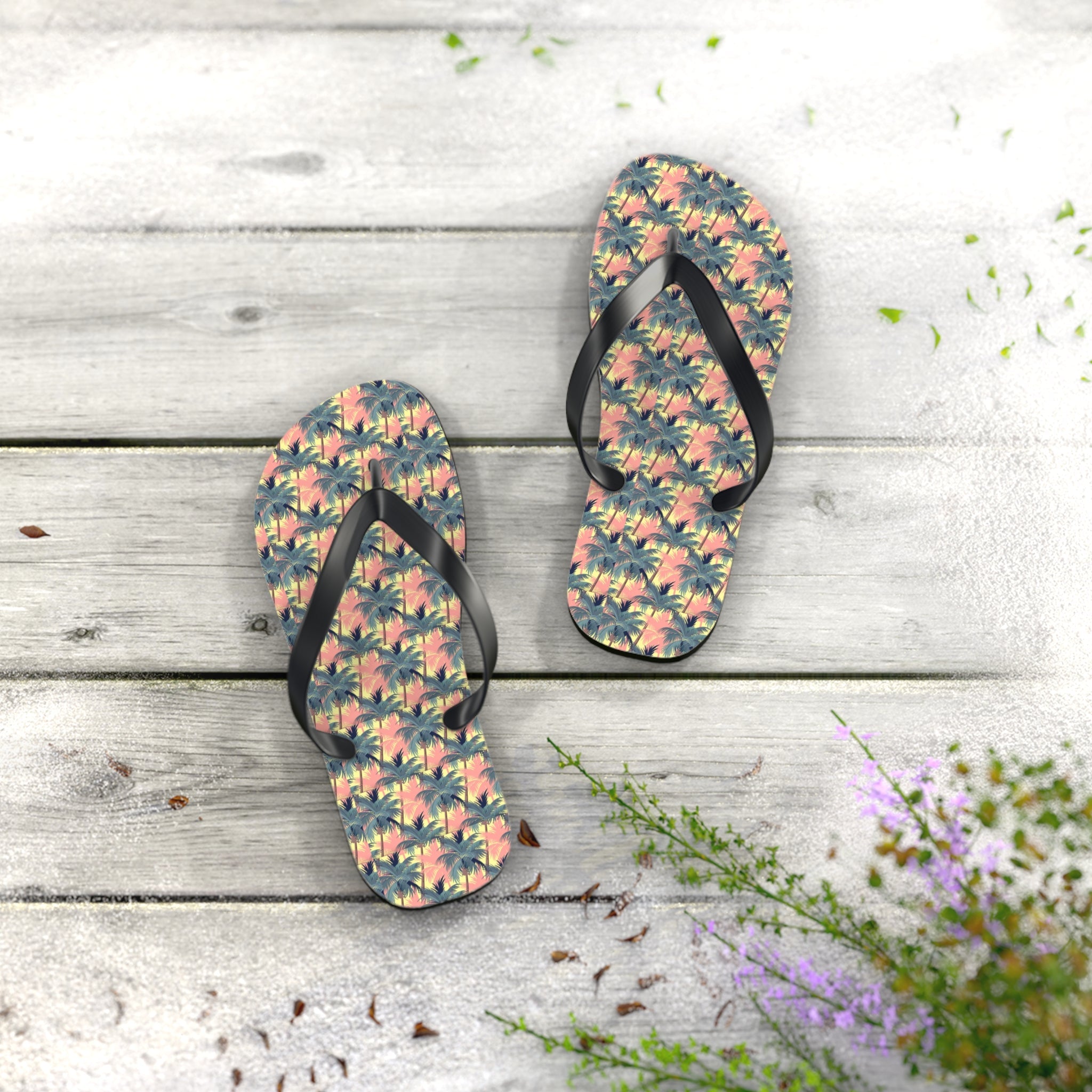 Mid - Century Retro Palms - a - Plenty Flip - Flops - POPvault