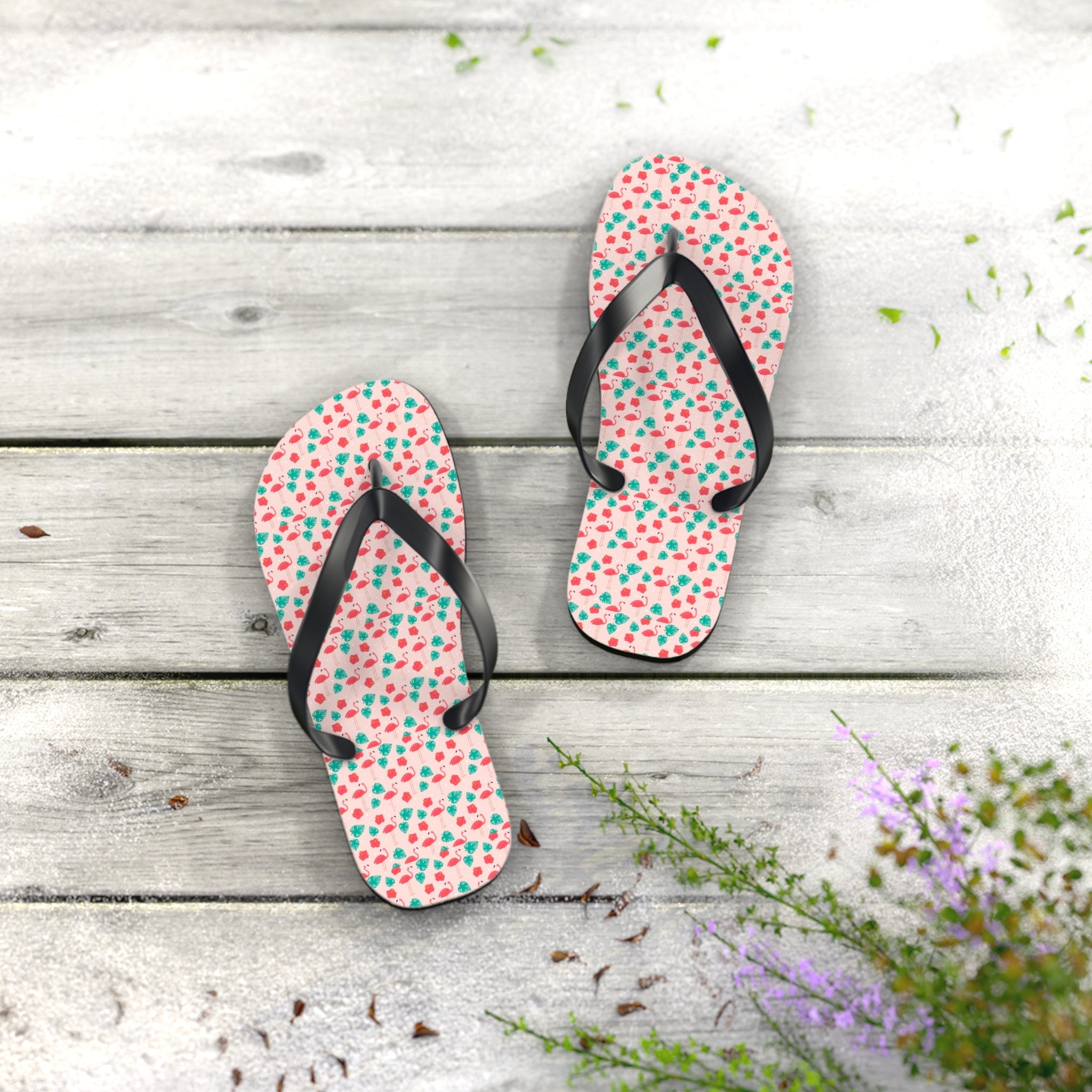 Mid - Century Retro Pink Flamingo Flip - Flops - POPvault