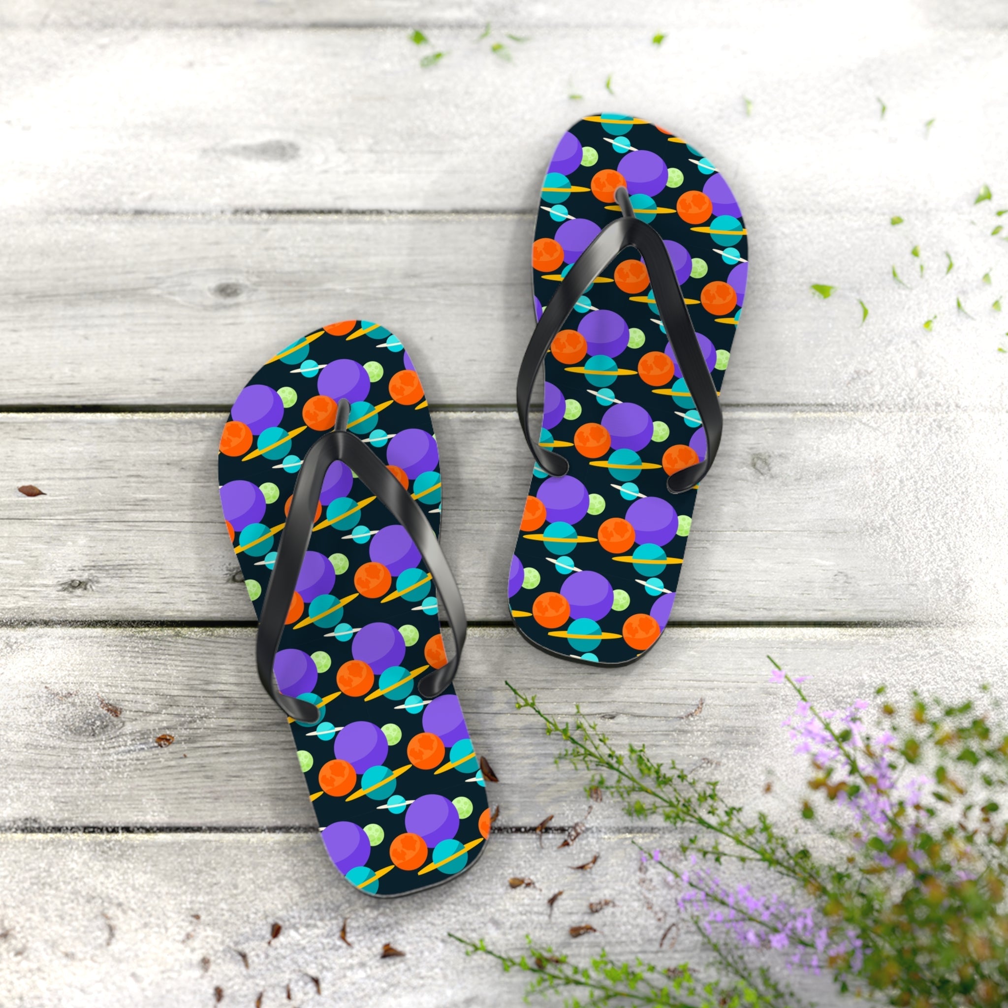 Mid - Century Retro Spaced Out Geometric Flip - Flops - POPvault