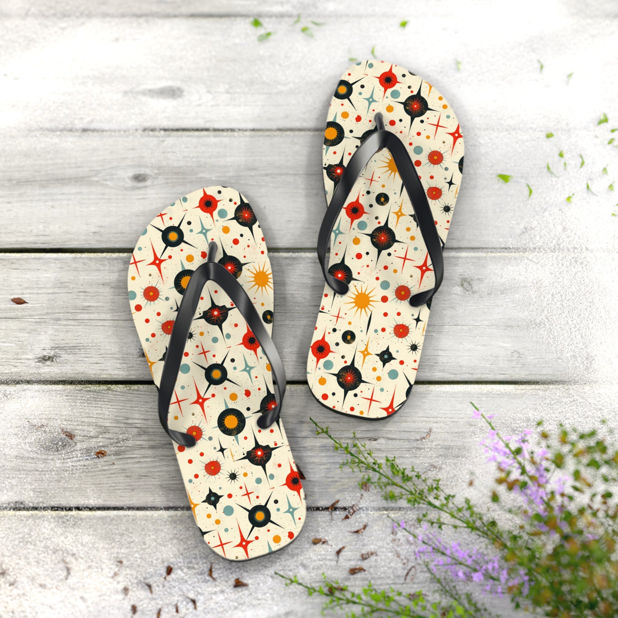 Mid - Century Retro Star Struck Geometric Flip - Flops - POPvault
