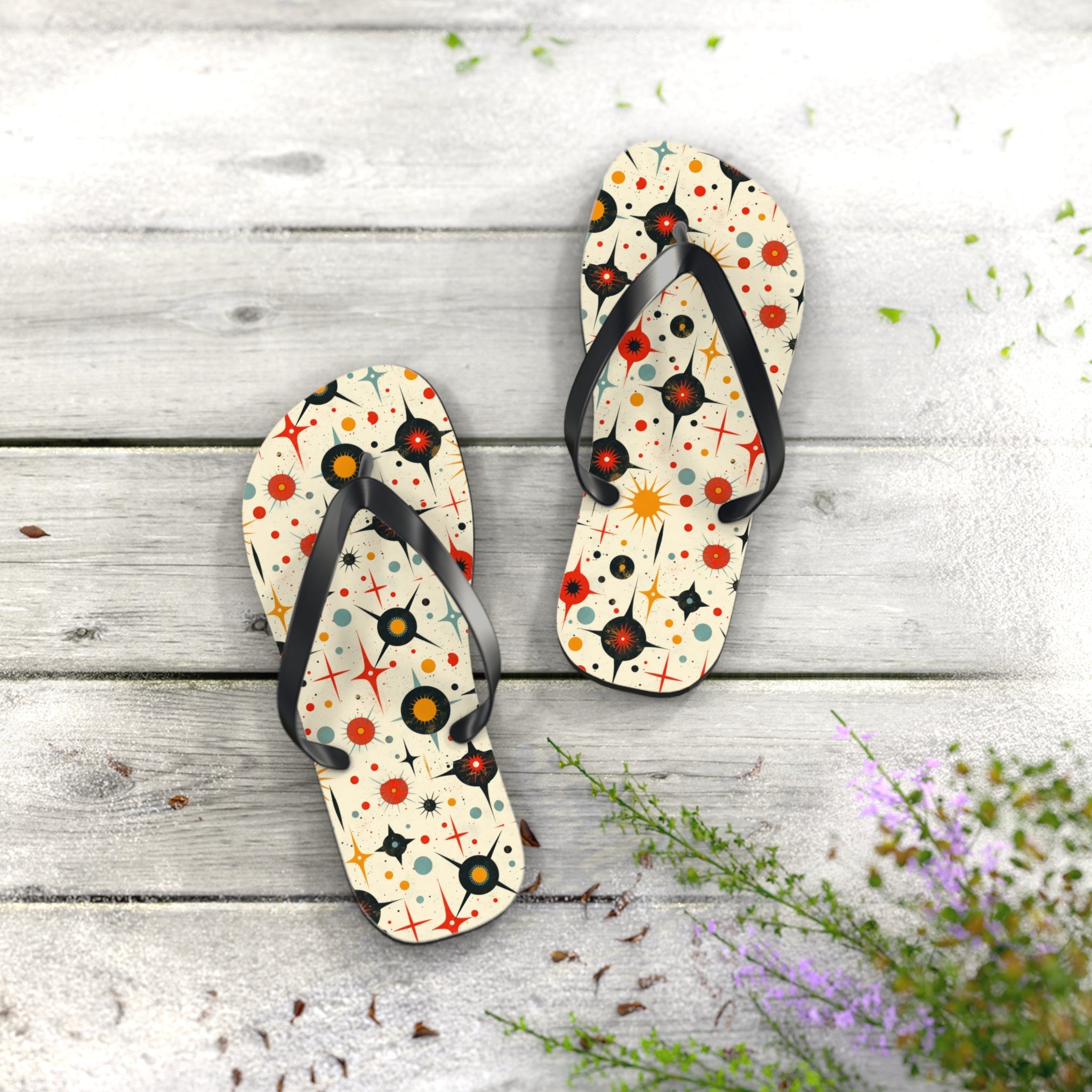 Mid - Century Retro Star Struck Geometric Flip - Flops - POPvault