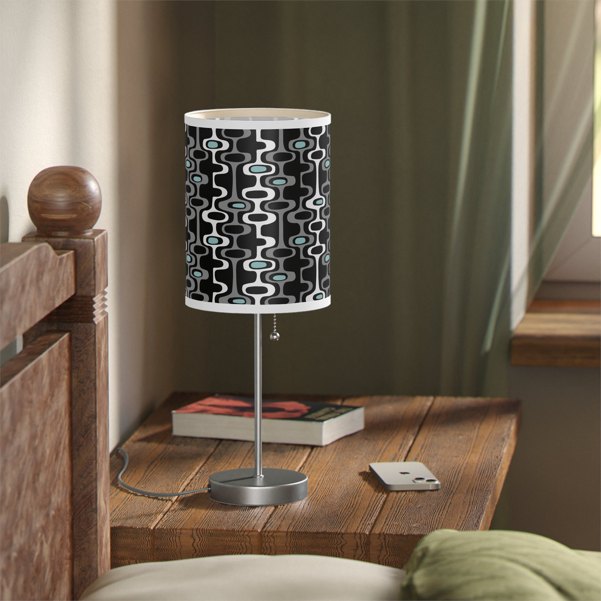 Mid - Century Retro Table Lamp — Black Geometric Shade (US/CA Plug) - POPvault