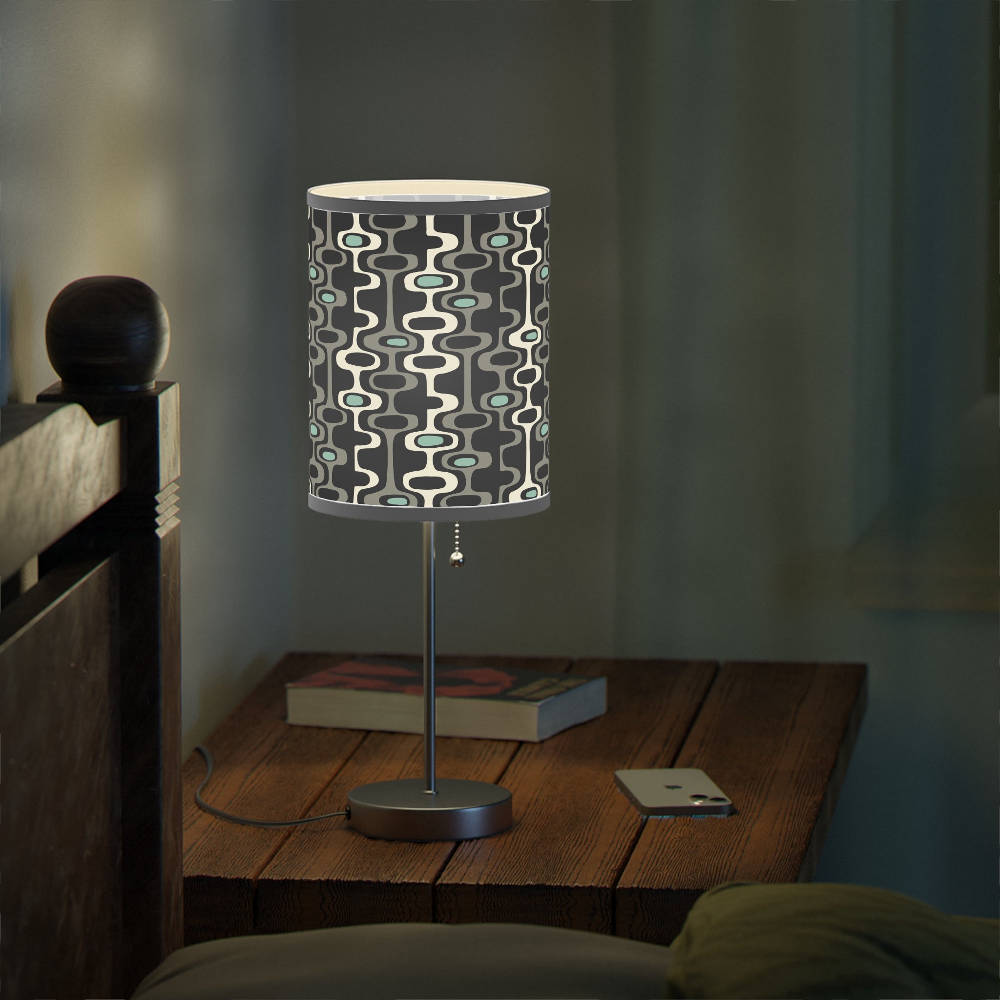 Mid - Century Retro Table Lamp — Black Geometric Shade (US/CA Plug) - POPvault